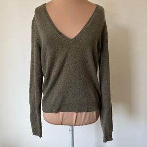 Ralph Lauren Black Label Green Cashmere V-Neck Long Sleeve Knit Sweater Size L